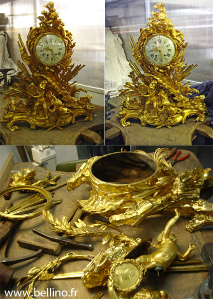 Pendule de Eugène Hazart, copie d'une pendule de Versailles.