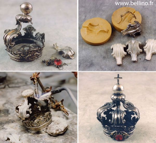 Restauration d'une couronne de vierge en argent