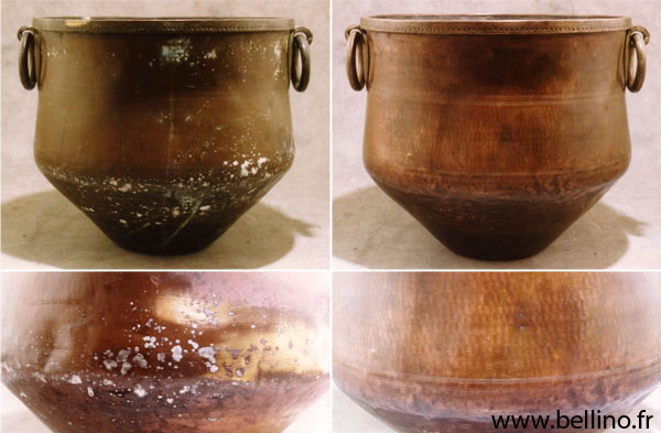 Restauration de la patine d'un chaudron