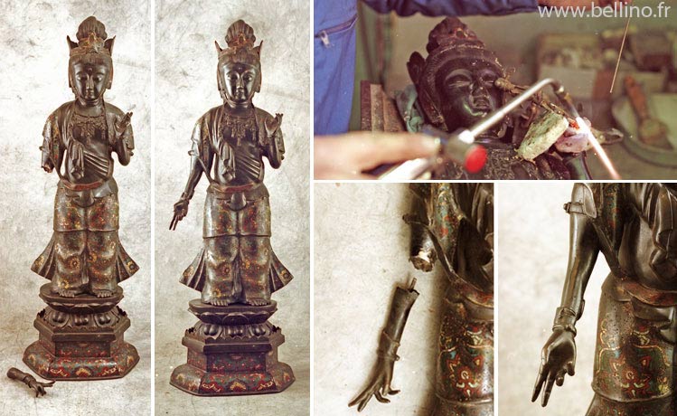 Restauration d'un Boudha en bronze